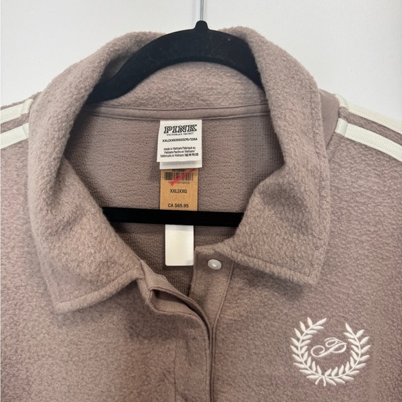 PINK by Victoria's Secret Reverse Fleece Cropped Polo Sweatshirt Rose - Picture 11 of 13